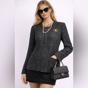 CHANEL TWEED BLAZER JACKET SIZE 44